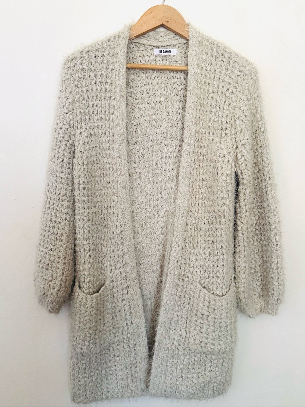 BB Dakota chunky knit fuzzy open cardigan sweater Sz M